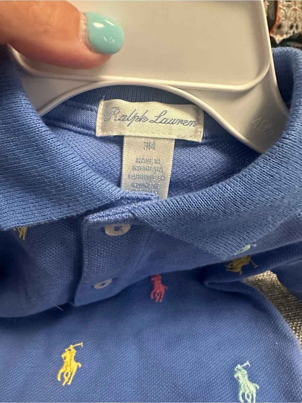 Ralph Lauren Light Blue Polo with Multicolor Pony Embroidery - Kids